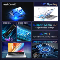 NEW Intel Core i7-7500U laptop 12GB RAM 1/2TB SSD Portable laptops  14.1-inch  Windows 11 Por  Notebook computer  Office Gaming