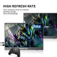14.1 Inch Portable Monitor 1080P IPS 100%SRGB Gaming Portable Screen with Stand for Laptop PS5/4 Switch Xbox Raspberry Pi