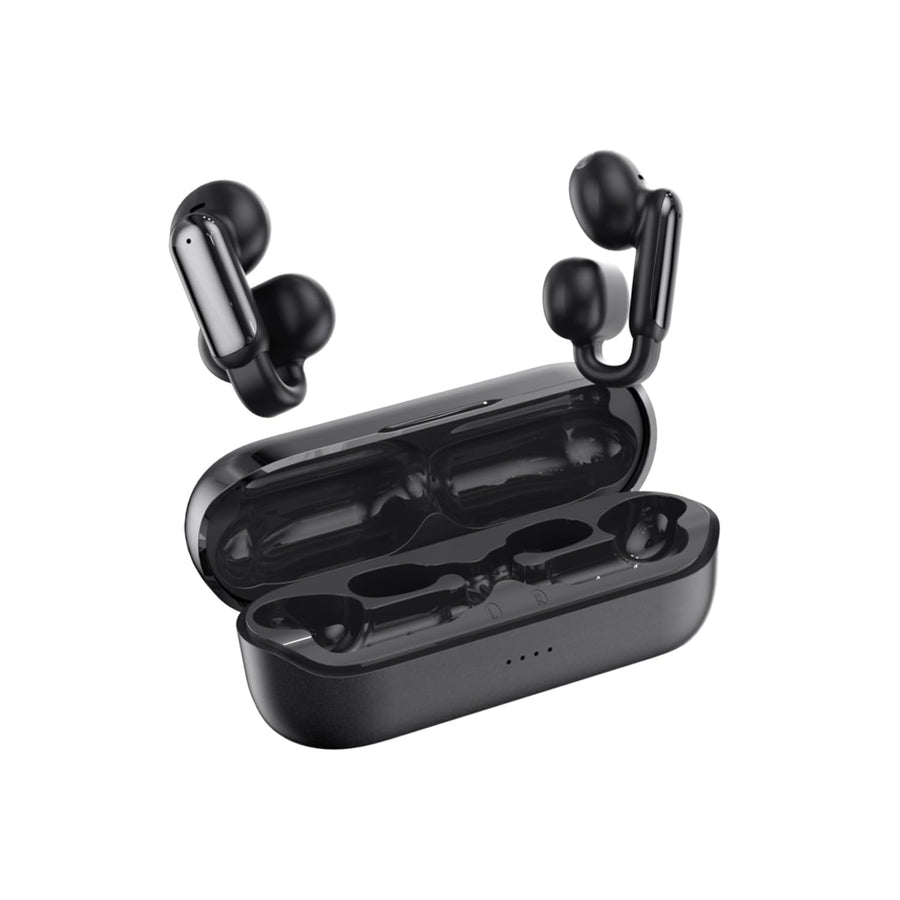 Clip On Earbuds, Open Ear Clip Wireless Earbuds Bluetooth 5.4, Clear Voice Call, Sport Earphones with Charging Case, Built-in Mic, 35H Play Time OWS Open Ear Headphones for Fitness Running (Black)