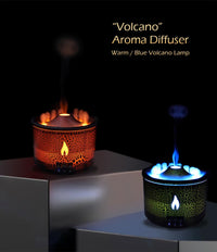 360ml Volcano Flame Jellyfish Essential Oil Aromatherapy Diffuser Air Humidifier Lava Volcano Aroma Diffuser for Home Office, 2 Colors Night Light