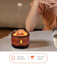 360ml Volcano Flame Jellyfish Essential Oil Aromatherapy Diffuser Air Humidifier Lava Volcano Aroma Diffuser for Home Office, 2 Colors Night Light