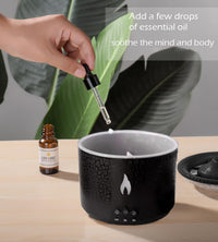 360ml Volcano Flame Jellyfish Essential Oil Aromatherapy Diffuser Air Humidifier Lava Volcano Aroma Diffuser for Home Office, 2 Colors Night Light