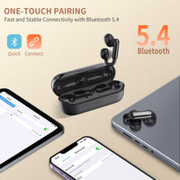 Clip On Earbuds, Open Ear Clip Wireless Earbuds Bluetooth 5.4, Clear Voice Call, Sport Earphones with Charging Case, Built-in Mic, 35H Play Time OWS Open Ear Headphones for Fitness Running (Black)