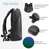 Raoaoqoon Led Backpack with Programmable Screen,HD Color Screen App Control 17 inches Laptop Backpack, Waterproof led bag, Travel, Motorcycle Backpack