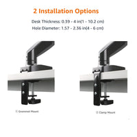 Amazon Basics Gas Spring Dual Computer Monitor Arm Desk Mount, Adjustable, Holds up to 27" Monitors, Black