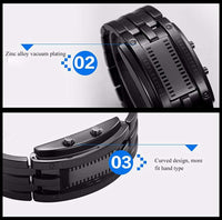 Mens Creative Binary Digital Watches Unique Matrix LED Watch Futuristic Cool Stainless Steel Wrist Watch