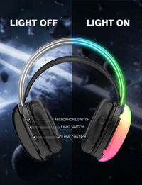 Gaming Headset with Microphone, RGB Rainbow Lighting, PC Wired Lightweight Gaming Headphones for PS4/PS5/Laptop/MAC, 3.5mm Audio Over Ear Headphone, Stereo Surround Sound, Self-Adjusting Headband