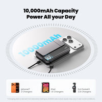 sharge ICEMAG 3 MagSafe Portable Charger, Qi2.2 25W Magnetic Power Bank 10000mAh 35W USB-C Fast Charging, with Active Cooling& Built-in Cable, Transparent RGB Design for iPhone 17/16/15/14 Series
