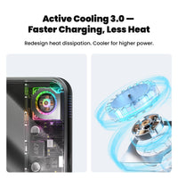 sharge ICEMAG 3 MagSafe Portable Charger, Qi2.2 25W Magnetic Power Bank 10000mAh 35W USB-C Fast Charging, with Active Cooling& Built-in Cable, Transparent RGB Design for iPhone 17/16/15/14 Series