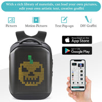Raoaoqoon Led Backpack with Programmable Screen,HD Color Screen App Control 17 inches Laptop Backpack, Waterproof led bag, Travel, Motorcycle Backpack