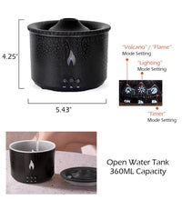 360ml Volcano Flame Jellyfish Essential Oil Aromatherapy Diffuser Air Humidifier Lava Volcano Aroma Diffuser for Home Office, 2 Colors Night Light