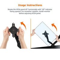 Amazon Basics Gas Spring Dual Computer Monitor Arm Desk Mount, Adjustable, Holds up to 27" Monitors, Black