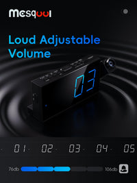 Digital Projection Alarm Clocks for Bedrooms - Large LED Display, 180° Rotatable Projector, 5-Level Dimmer,USB Charger,Battery Backup,Loud Dual Alarms for Kids Elderly,Heavy Sleepers,Snooze,12/24H,DST