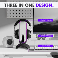 Tilted Nation Gaming Headset Stand | RGB Headphone Stand for Desk with Mouse Bungee and USB Hub (Cool and Clean Setup) Gaming Headset Holder - Perfect Gamer Gift Accessory