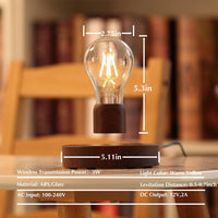 VGAzer Magnetic Levitating Floating Wireless LED Light Bulb Desk Lamp for Unique Gifts, Room Decor, Night Light, Home Office Decor Desk Tech Toys (Round Wooden Base..)
