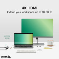 Plugable 7-in-1 USB C Hub Driverless Multiport Adapter with Ethernet, Single 4K60Hz HDMI, 100W Pass-Through Charging, 2X USB 3.0, SD/microSD, for USB-C, USB4, Thunderbolt, Mac, Windows, Chromebook