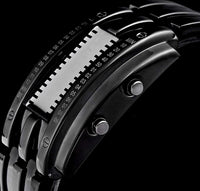 Mens Creative Binary Digital Watches Unique Matrix LED Watch Futuristic Cool Stainless Steel Wrist Watch