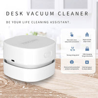 TRZLIFE USB Rechargeable Mini Desk Crumb Vacuum, Portable Cordless Desktop Cleaner for Keyboard, Desktop, Countertop, Drawer, Ideal Office Accessory Ideal Gift, White