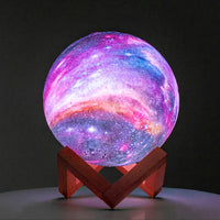 BRIGHTWORLD Moon Lamp Galaxy Lamp 5.9 inch 16 Colors LED 3D Moon Light, Remote & Touch Control Moon Night Light Gifts for Girls Boys Kids Women Birthday（Wooden Base）