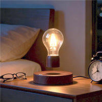 VGAzer Magnetic Levitating Floating Wireless LED Light Bulb Desk Lamp for Unique Gifts, Room Decor, Night Light, Home Office Decor Desk Tech Toys (Round Wooden Base..)