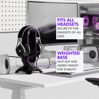 Tilted Nation Gaming Headset Stand | RGB Headphone Stand for Desk with Mouse Bungee and USB Hub (Cool and Clean Setup) Gaming Headset Holder - Perfect Gamer Gift Accessory