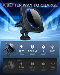 ESR for MagSafe Car Mount Charger, 15W Magnetic Wireless Car Charger, for MagSafe Phone Charging, Air Vent Phone Holder for iPhone 17e/17-12, Samsung Galaxy S26/S25, with 36W QC 3.0 Fast Charging