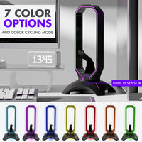 Tilted Nation Gaming Headset Stand | RGB Headphone Stand for Desk with Mouse Bungee and USB Hub (Cool and Clean Setup) Gaming Headset Holder - Perfect Gamer Gift Accessory