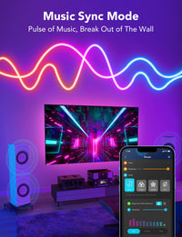 Govee RGBIC Neon Rope Light, 16.4ft LED Strip Lights, Music Sync, DIY Design, Works with Alexa, Google Assistant, Neon Lights for Gaming Room Living Bedroom Wall Decor (Not Support 5G WiFi)