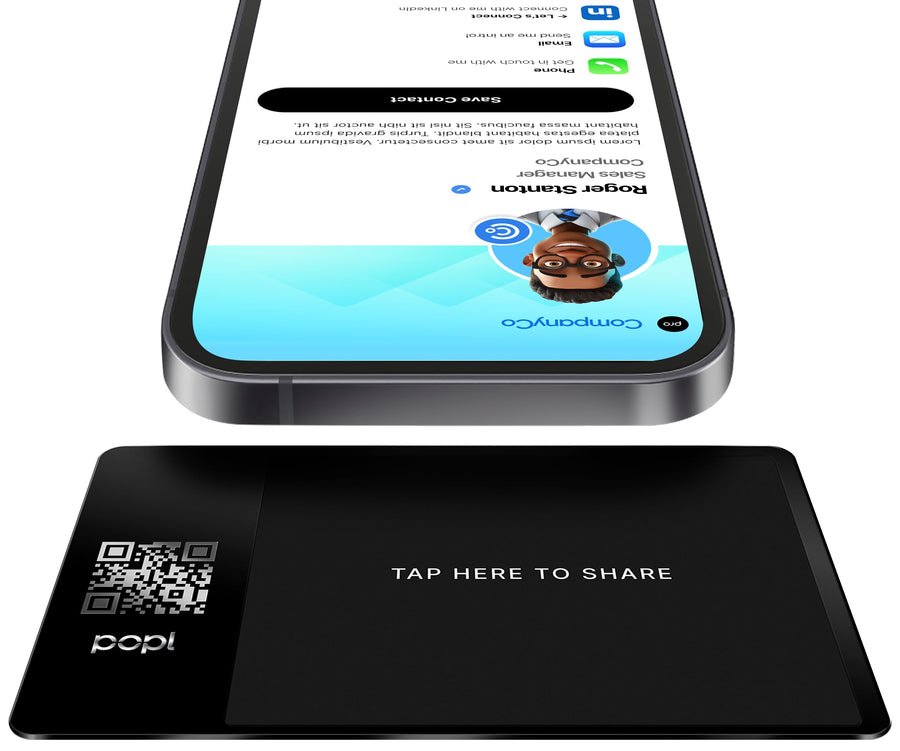 Authentic Patented Popl Card™ (Avoid Fake Knockoffs) - Smart NFC Networking Card - Simply Tap to Exchange Contact Info, Capture Leads, & Manage Contacts (Metal Black)
