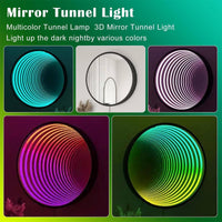 JJENXYYDS Abyss Mirror Atmosphere lamp,Single-Sided LED 3D Mirror Night Light,LED Infinity Mirror Light with Remote Control for Home Bedroom Living Room Party Bar,30cm/11.8in