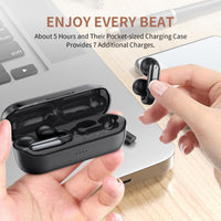 Clip On Earbuds, Open Ear Clip Wireless Earbuds Bluetooth 5.4, Clear Voice Call, Sport Earphones with Charging Case, Built-in Mic, 35H Play Time OWS Open Ear Headphones for Fitness Running (Black)