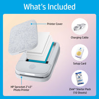 HP Sprocket Portable Photo Printer (2nd Edition) – Instantly print 2x3" sticky-backed photos from your phone – [Luna Pearl] [1AS85A]