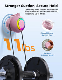Bluetooth Shower Speaker Waterproof IPX7: Removable Vacuum-Lock Suction Cup, 360° Surround Sound, RGB Lights, Portable Wireless Speaker for Beach, Pool, Kayak, Travel, Gift for Adults & Teens-Pink