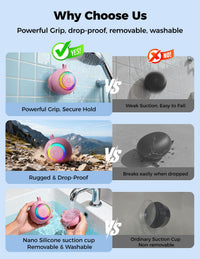 Bluetooth Shower Speaker Waterproof IPX7: Removable Vacuum-Lock Suction Cup, 360° Surround Sound, RGB Lights, Portable Wireless Speaker for Beach, Pool, Kayak, Travel, Gift for Adults & Teens-Pink