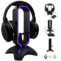 Tilted Nation Gaming Headset Stand | RGB Headphone Stand for Desk with Mouse Bungee and USB Hub (Cool and Clean Setup) Gaming Headset Holder - Perfect Gamer Gift Accessory