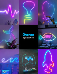 Govee RGBIC Neon Rope Light, 16.4ft LED Strip Lights, Music Sync, DIY Design, Works with Alexa, Google Assistant, Neon Lights for Gaming Room Living Bedroom Wall Decor (Not Support 5G WiFi)