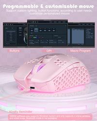 SOLAKAKA SM600 Pink Wireless Gaming Mouse with Honeycomb Shell, Side Buttons,Tri-Modes(BT5.1+BT5.1+2.4GHz) Lightweight RGB Wireless Mouse for PC/Tablet/Desktop/Office/Games