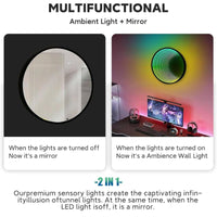 JJENXYYDS Abyss Mirror Atmosphere lamp,Single-Sided LED 3D Mirror Night Light,LED Infinity Mirror Light with Remote Control for Home Bedroom Living Room Party Bar,30cm/11.8in