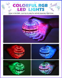 Magic Flying Orb Ball with Lights,UFO Hand Operated Mini Drone for Kids,Galactic Fidget Spinner Boomerang Hover Balls,Indoor Outdoor Toys,Cool Birthday Gifts for 6 7 8 9 10+ Year Old Boy Girl Teens