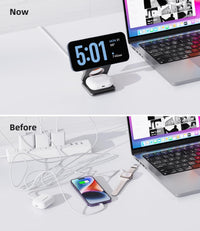 Foldable Magnetic Wireless Charger, KU XIU X40 Aluminum Alloy 3 in 1 Charging Station for Apple, Fast Magnetic Charger Stand for iPhone 17 16 15 14 13 12 Series, 5W for iWatch, AirPods 3/2/Pro, Gray