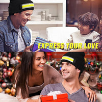 Easymaxx 2Pack Rechargeable Headlamp Beanie, 1200Lumens LED Beanie Hat with Wide Beam Light Built-in, 6 Modes, Winter Headlight Head Lamp Beanie, Gifts for Men Dad Father Husband(Black+Black)