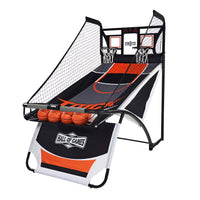 Hall of Games EZ Fold Premium Indoor Arcade Basketball Game with Steel Frame and Polycarbonate Backboard, Dual Shot Electronic Scoring with 6 Size 3 Balls Included, Perfect for Basement Game Rooms