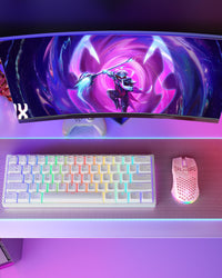 SOLAKAKA SM600 Pink Wireless Gaming Mouse with Honeycomb Shell, Side Buttons,Tri-Modes(BT5.1+BT5.1+2.4GHz) Lightweight RGB Wireless Mouse for PC/Tablet/Desktop/Office/Games