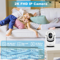 Cloarks 2K Pan/Tilt Security Camera, WiFi Indoor Camera for Home Security with AI Motion Detection, Baby/Pet Camera with Phone App, Color Night Vision, 2-Way Audio, 24/7, Siren, TF/Cloud Storage
