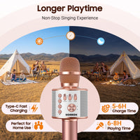 BONAOK Wireless Bluetooth Karaoke Microphone,3-in-1 Portable Handheld Karaoke Mic Speaker Machine Home Party Birthday for All Smartphones PC(Q37 Rose Gold)