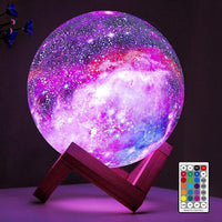BRIGHTWORLD Moon Lamp Galaxy Lamp 5.9 inch 16 Colors LED 3D Moon Light, Remote & Touch Control Moon Night Light Gifts for Girls Boys Kids Women Birthday（Wooden Base）