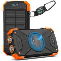 BLAVOR Solar Power Bank 10,000mAh, Portable Wireless Charger, 20W Fast Charging External Battery Pack with USB C for Cell Phones, Solar Panel Charging with Dual Flashlight for Camping