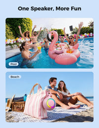 Bluetooth Shower Speaker Waterproof IPX7: Removable Vacuum-Lock Suction Cup, 360° Surround Sound, RGB Lights, Portable Wireless Speaker for Beach, Pool, Kayak, Travel, Gift for Adults & Teens-Pink