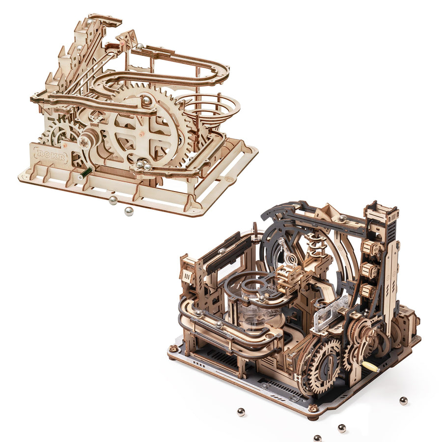 ROKR 3D Puzzles Wooden Marble Run Mechanical Model Kit LGC01+LG501