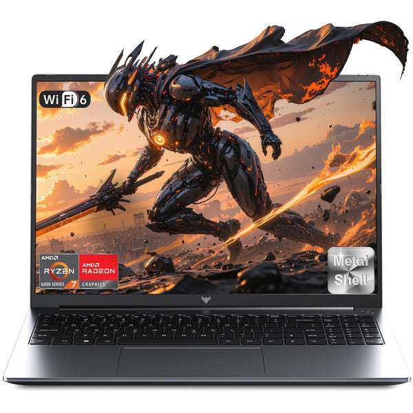 KAIGERR New Light Gaming Laptop, 2026 Laptop with AMD Ryzen 7 7735HS (8C/16T, Up to 4.75GHz), 16GB DDR5 512GB NVMe SSD Laptop Computer, Up to 4TB, 16.0-inch FHD Display, WiFi 6, Backlit KB, Dual Fans